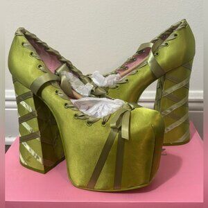 NIB Dolls Kill / Sugar Thrillz Green Sweet Sonata Ballet Wrap Heels